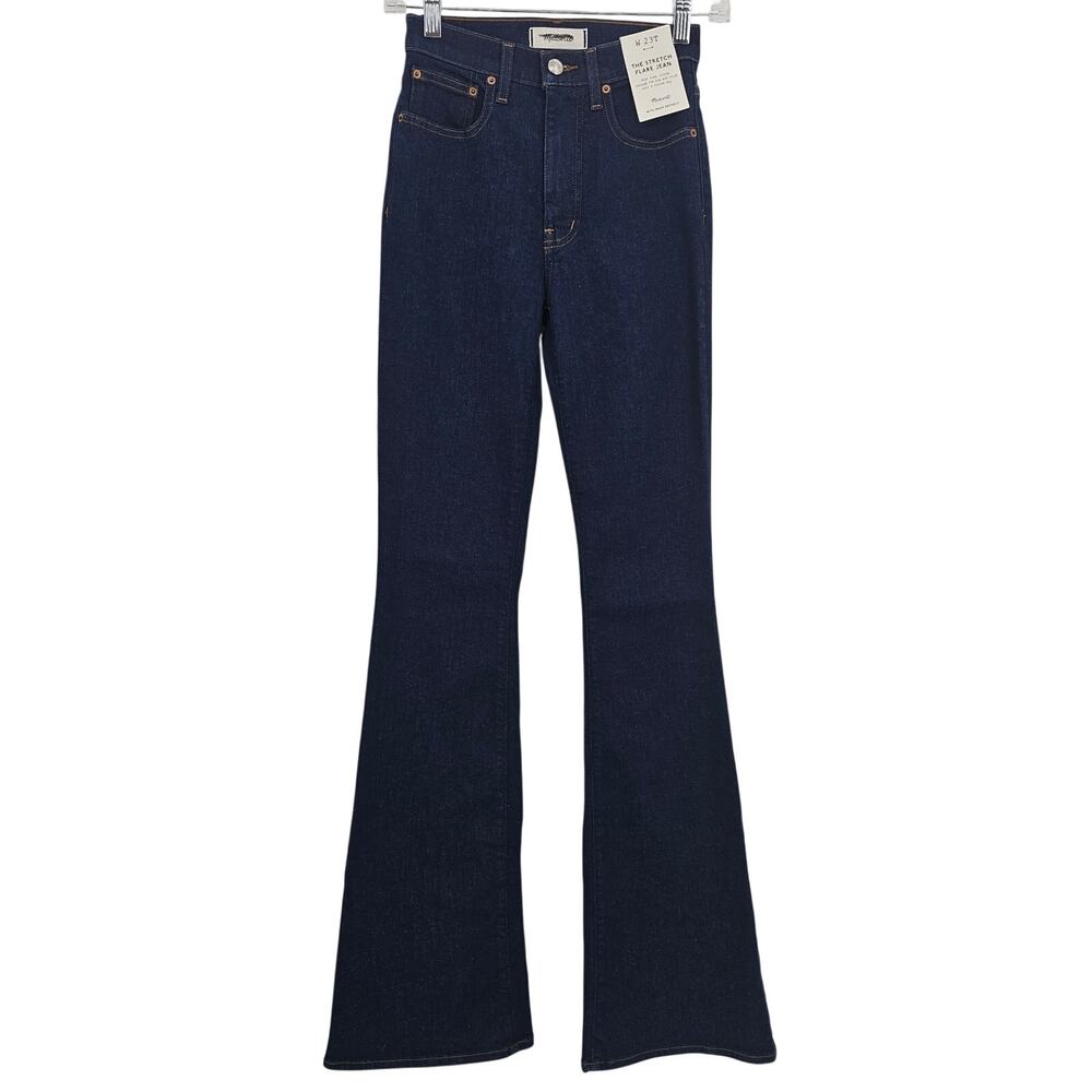 Madewell Womans size 23T The Stretch Flare High Rise Denim Jeans Blue NY562 NEW